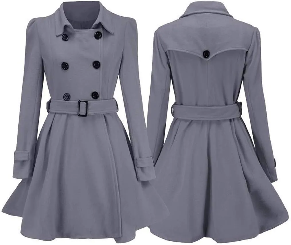 Wool Blend Women's Trench Coats Flare Peacoat Outwear 2023 Fall Loose Woolen Overcoat Cardigan Classic Solid Jacket