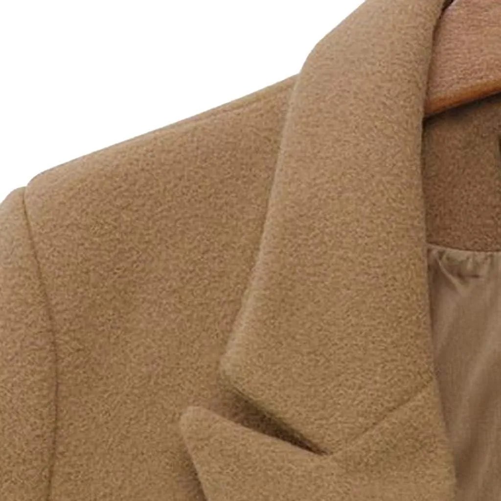 Wool Coats for Women Double Breasted Notch Lapel Peacoat Oversized Long Overcoat 2024 Winter Outerwear with Pockets