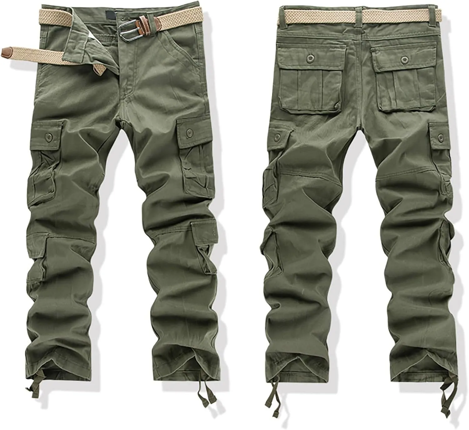 Work Pants for Men Cargo Trousers Hiking Pants 8 Pocket Plain Comfort Breathable Outdoor Mens Sweatpants with Baggy