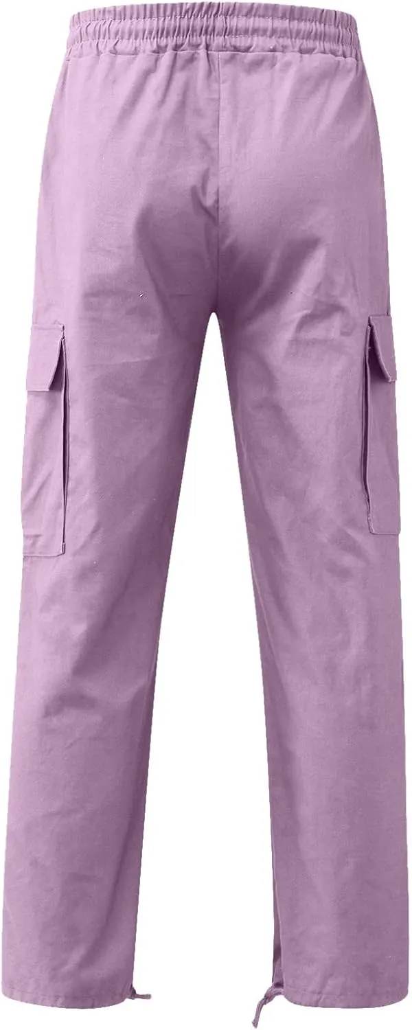 Work Pants for Men Cargo Trousers Hiking Pants 8 Pocket Plain Comfort Breathable Outdoor Mens Sweatpants with Baggy