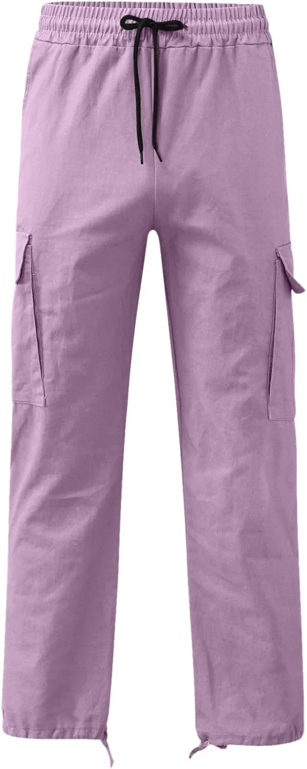 Work Pants for Men Cargo Trousers Hiking Pants 8 Pocket Plain Comfort Breathable Outdoor Mens Sweatpants with Baggy