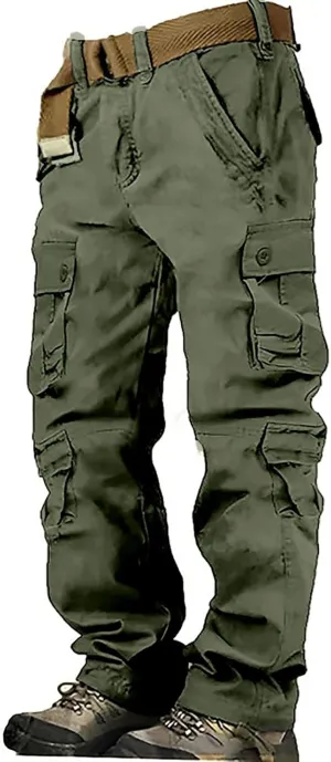 Work Pants for Men Cargo Trousers Hiking Pants 8 Pocket Plain Comfort Breathable Outdoor Mens Sweatpants with Baggy