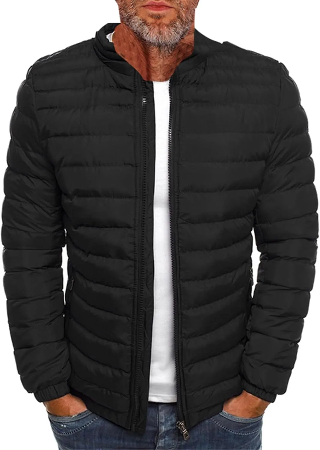 Ymosrh Men's Down Jackets Puffer Alternative Jacket Lightweight Warm Winter Coats Windproof Insulated Jacket, S-3XL