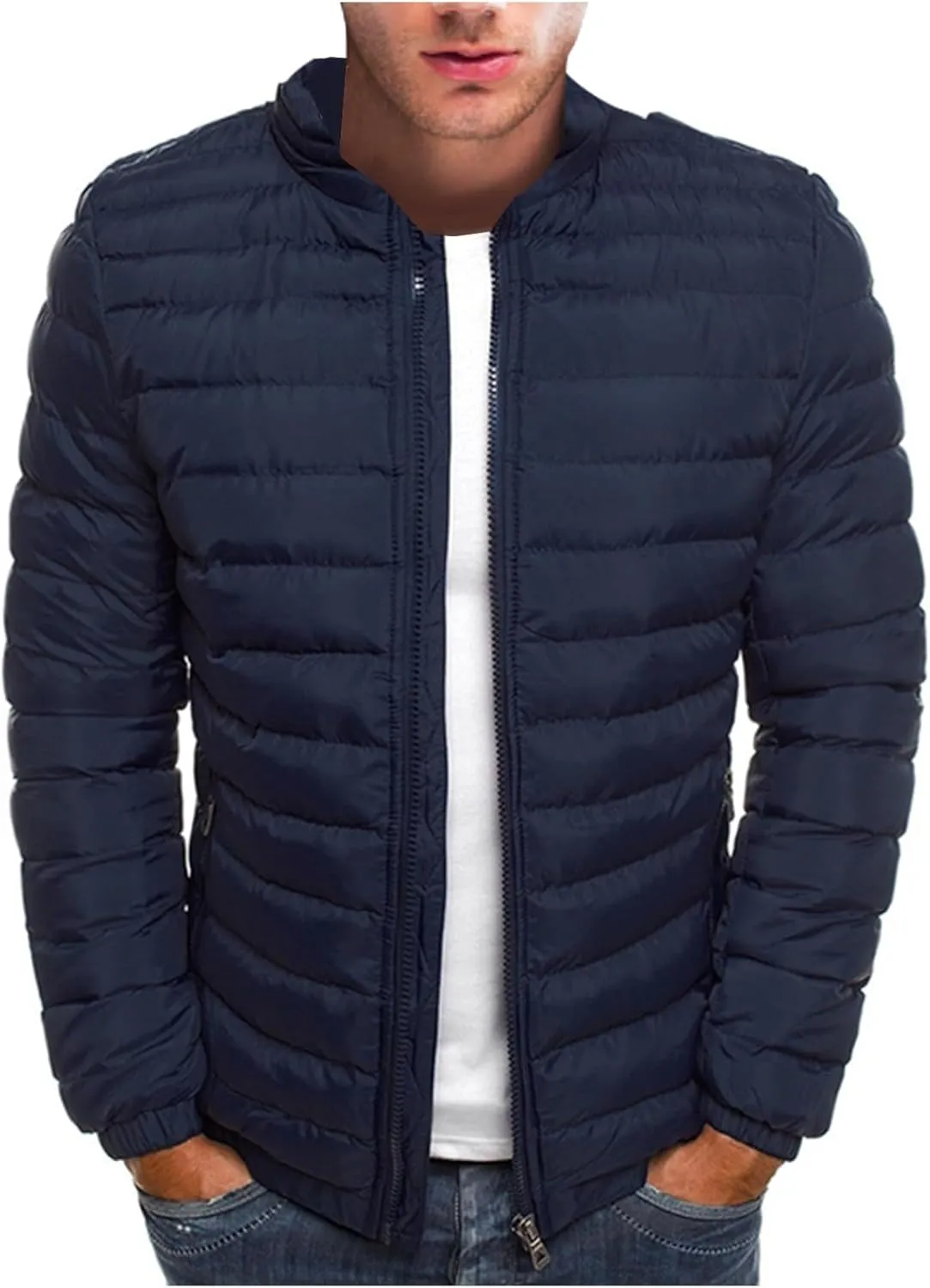 Ymosrh Men's Down Jackets Puffer Alternative Jacket Lightweight Warm Winter Coats Windproof Insulated Jacket, S-3XL