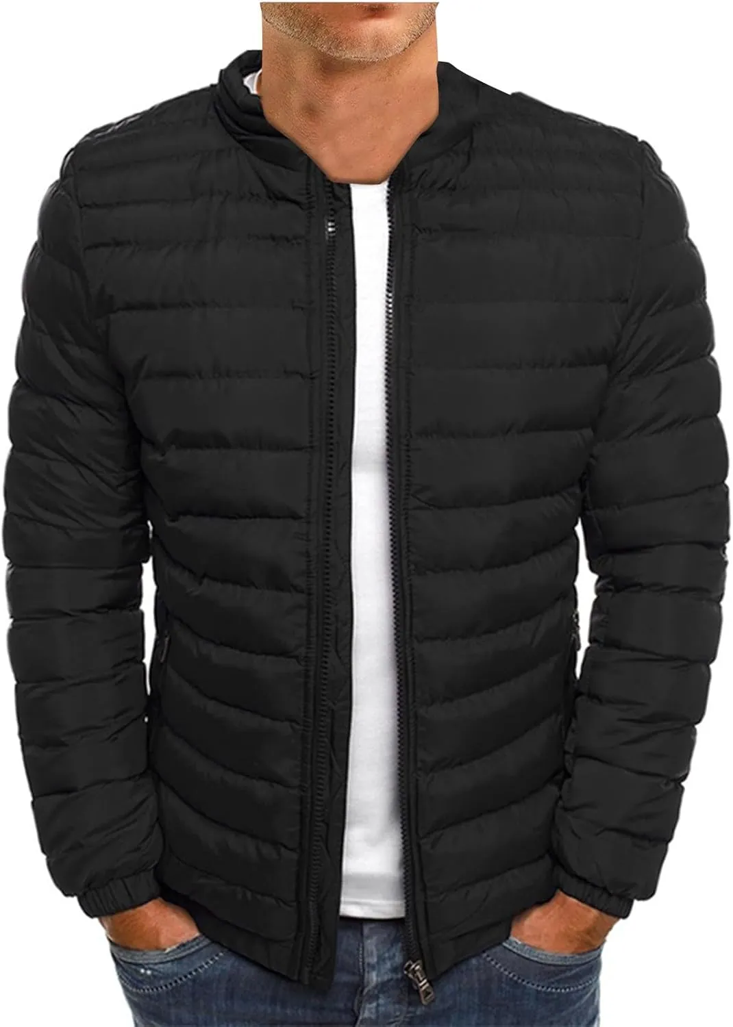 Ymosrh Men's Down Jackets Puffer Alternative Jacket Lightweight Warm Winter Coats Windproof Insulated Jacket, S-3XL