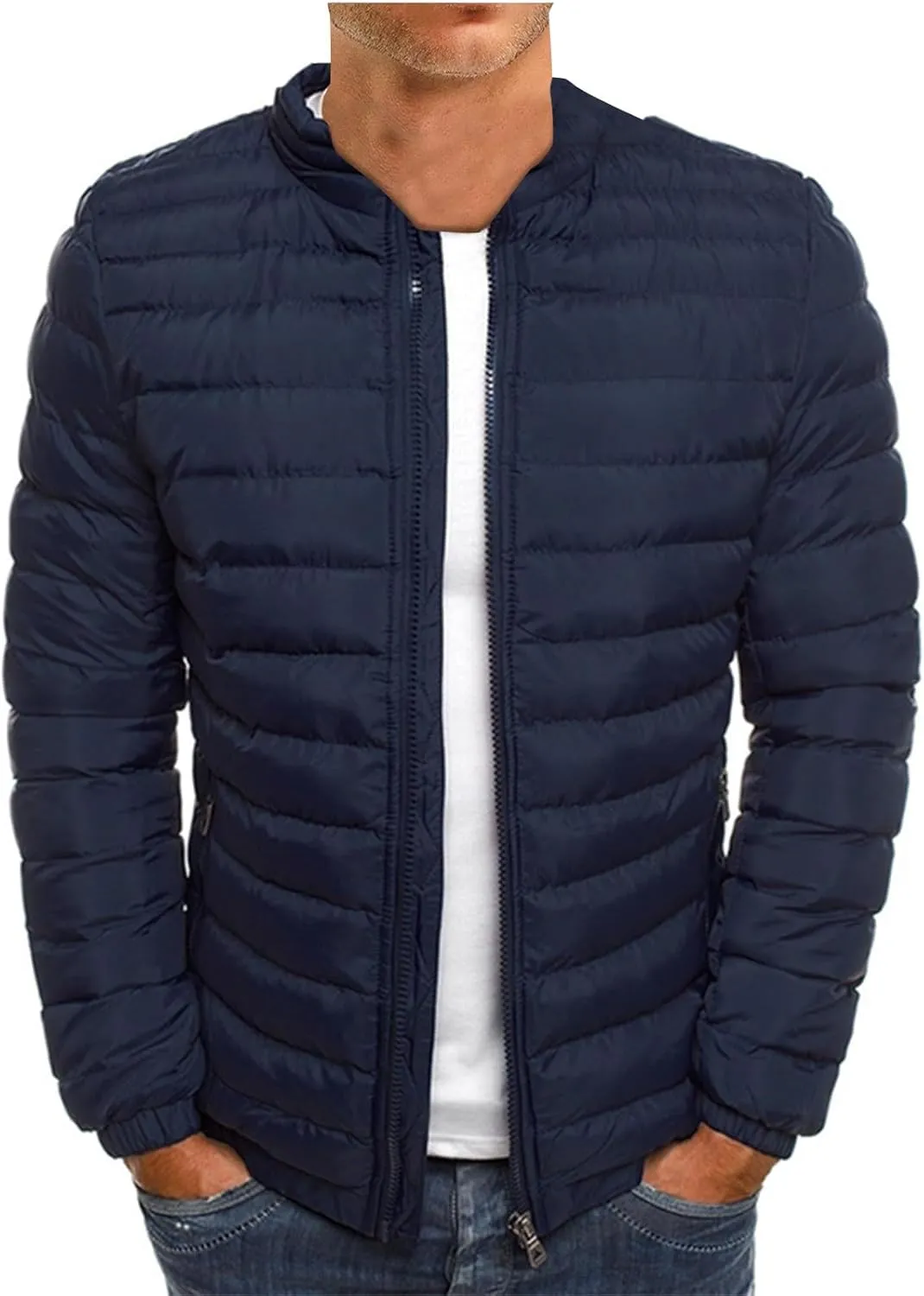 Ymosrh Men's Down Jackets Puffer Alternative Jacket Lightweight Warm Winter Coats Windproof Insulated Jacket, S-3XL