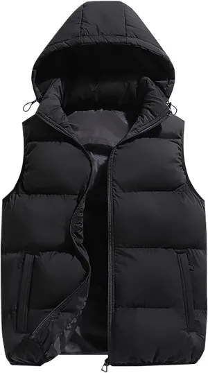 Ymosrh Men's Down Winter Coat Puffer Alternative Vest Jacket Lightweight Hooded Windproof Coat Jackets, S-2XL