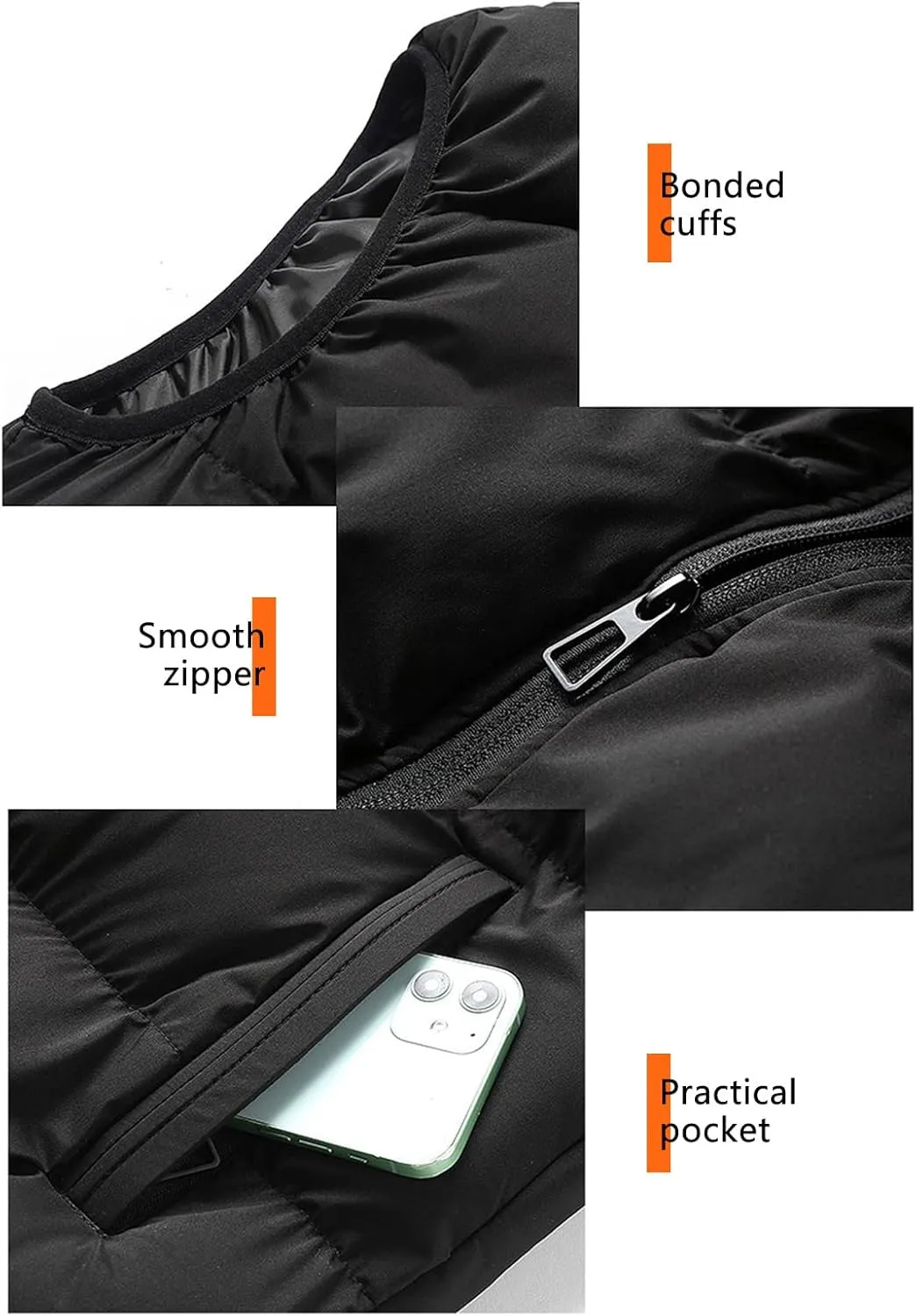 Ymosrh Men's Down Winter Coat Puffer Alternative Vest Jacket Lightweight Hooded Windproof Coat Jackets, S-2XL