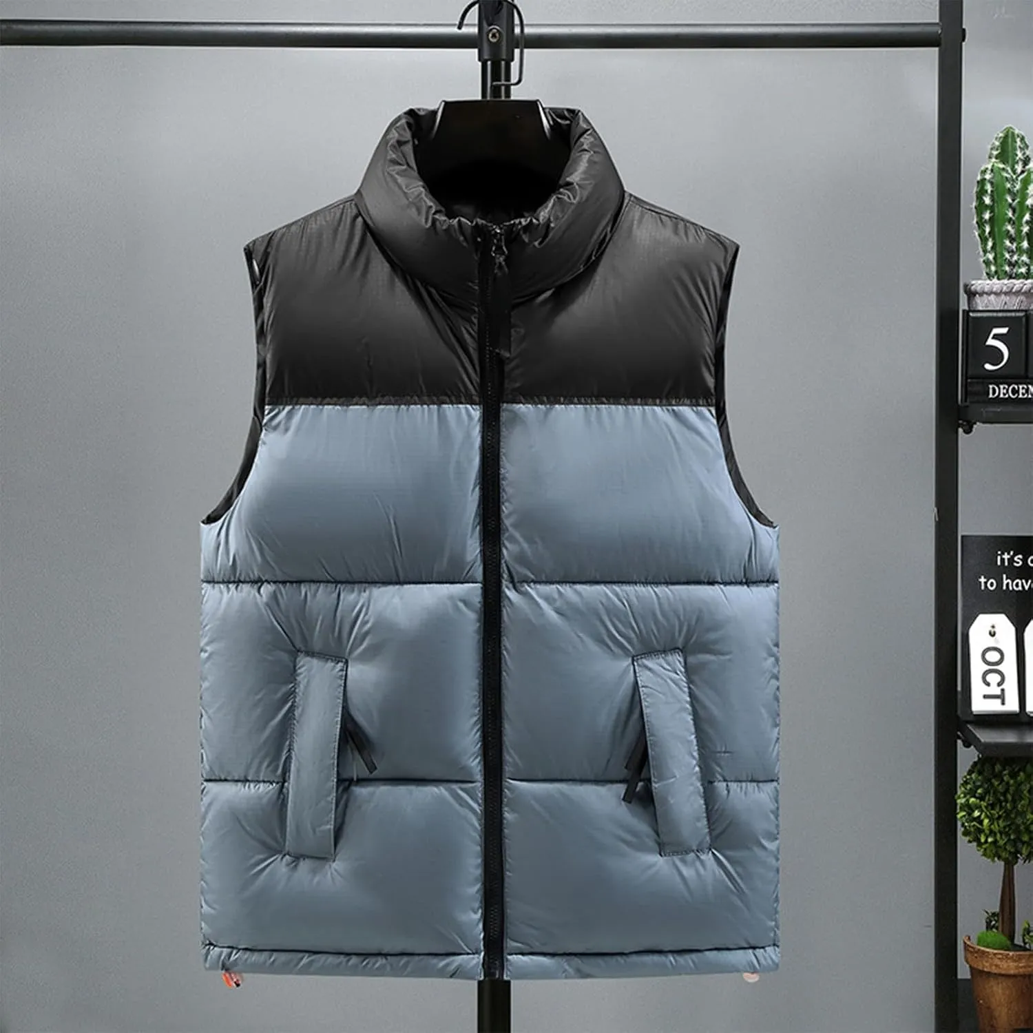 Ymosrh Men's Puffer Down Jackets Alternative Vest Jacket Warm Thicken Winter Coat Outwear for Men, M-4XL