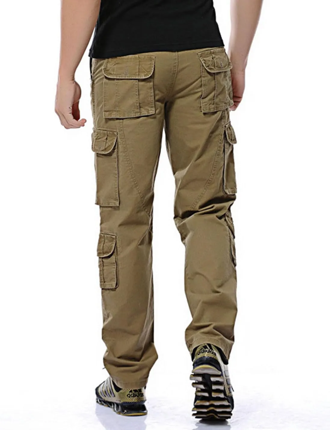 ZGZZ7 Men's Casual Work Pants Outdoor Hiking Cargo Pants with Multi-Pockets (No Belt)