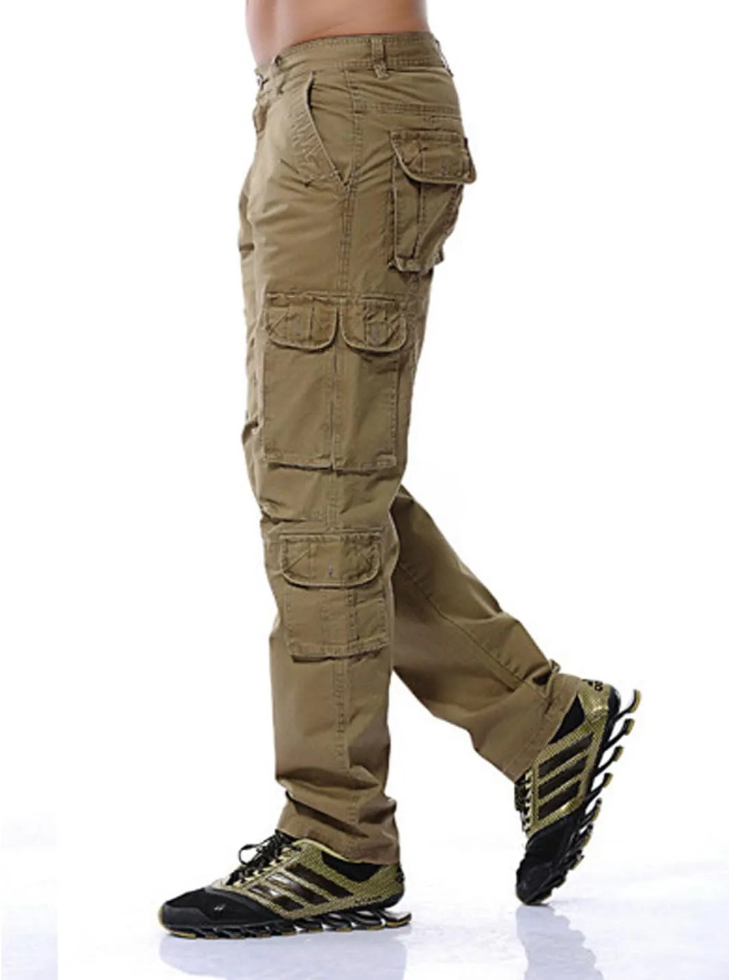 ZGZZ7 Men's Casual Work Pants Outdoor Hiking Cargo Pants with Multi-Pockets (No Belt)