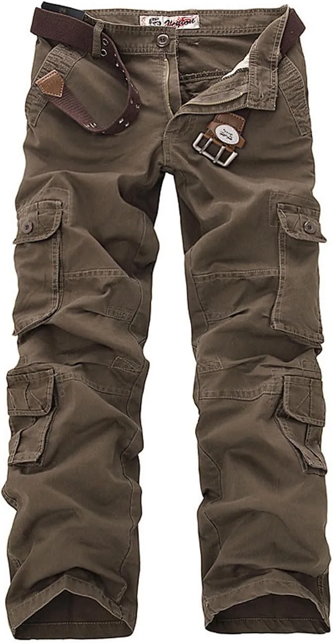 ZGZZ7 Men's Casual Work Pants Outdoor Hiking Cargo Pants with Multi-Pockets (No Belt)