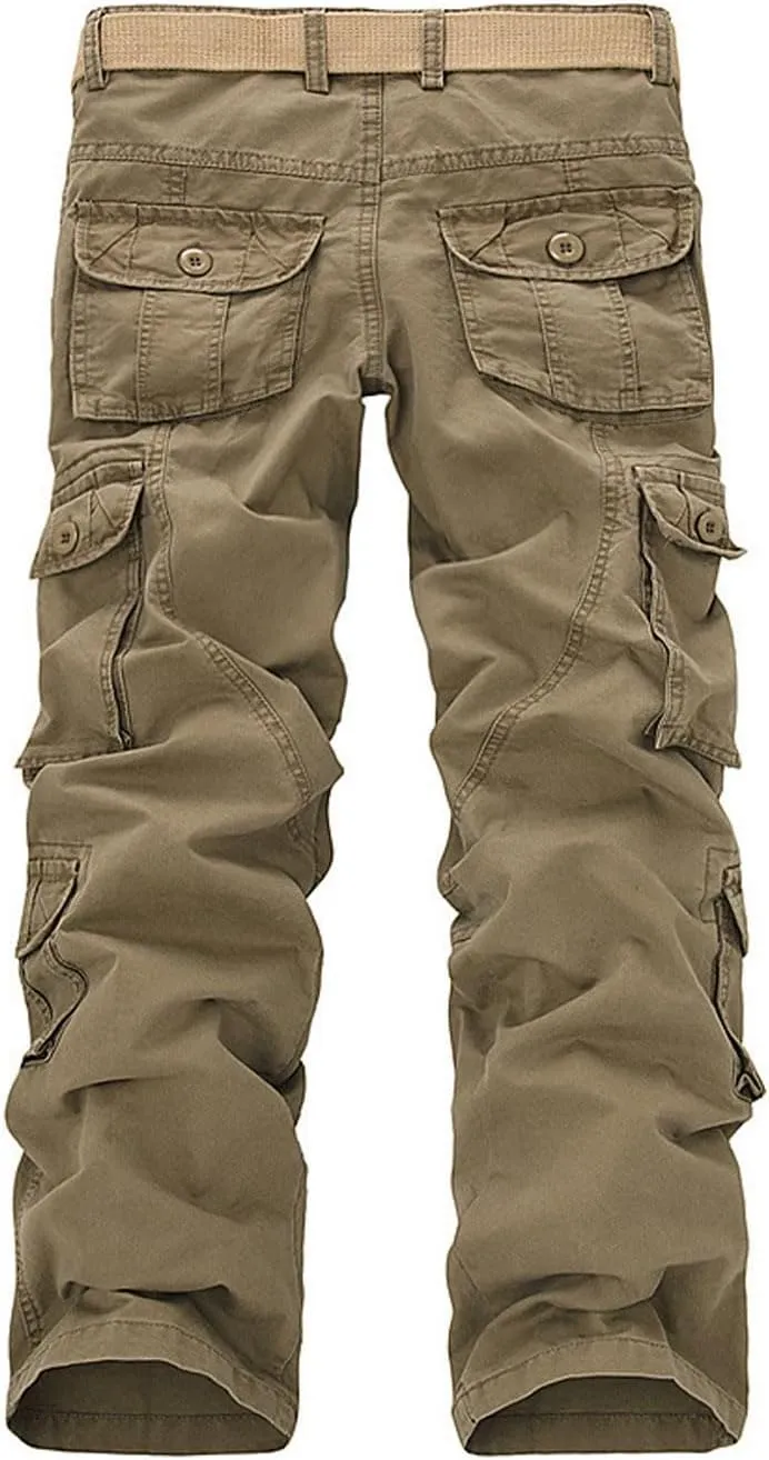 ZGZZ7 Men's Casual Work Pants Outdoor Hiking Cargo Pants with Multi-Pockets (No Belt)