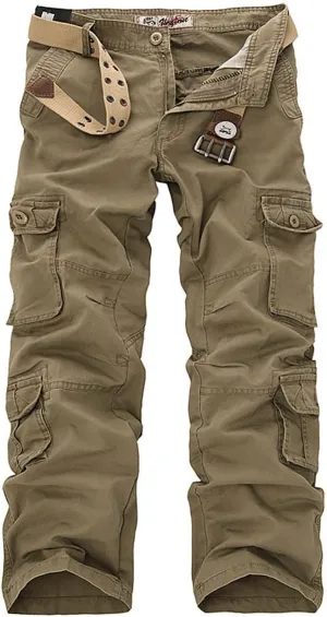 ZGZZ7 Men's Casual Work Pants Outdoor Hiking Cargo Pants with Multi-Pockets (No Belt)