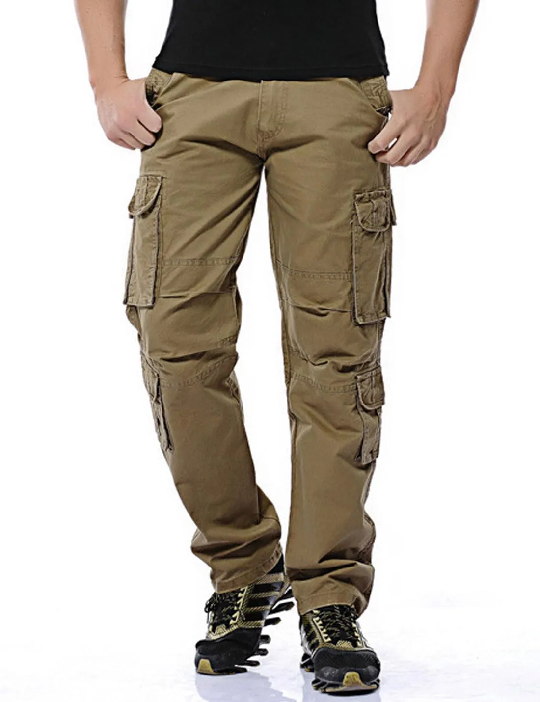 ZGZZ7 Men's Casual Work Pants Outdoor Hiking Cargo Pants with Multi-Pockets (No Belt)