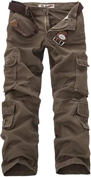 ZGZZ7 Men's Casual Work Pants Outdoor Hiking Cargo Pants with Multi-Pockets (No Belt)