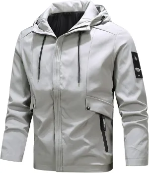 Zipper Jackets Men Men's Waterproof Jacket Fashion Stand Up Collar Classic Zip Front Hoodies Coat Hiking Cycling