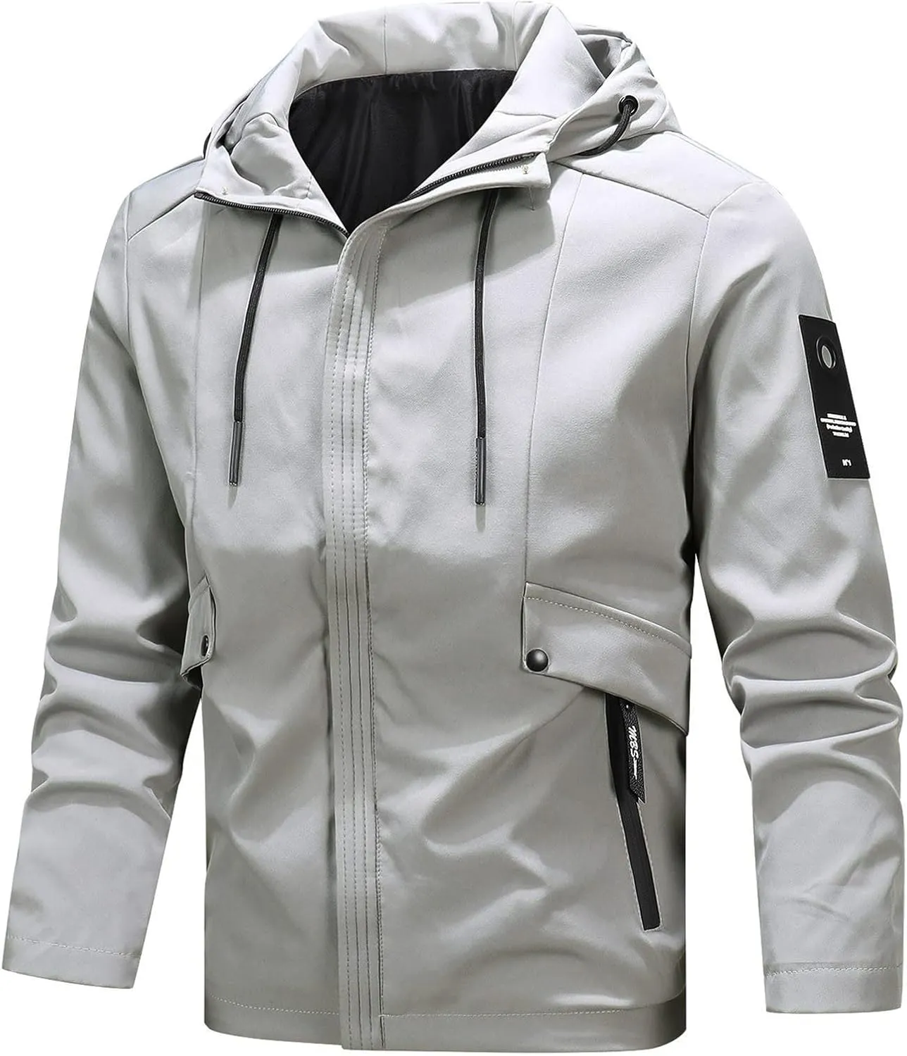 Zipper Jackets Men Men's Waterproof Jacket Fashion Stand Up Collar Classic Zip Front Hoodies Coat Hiking Cycling