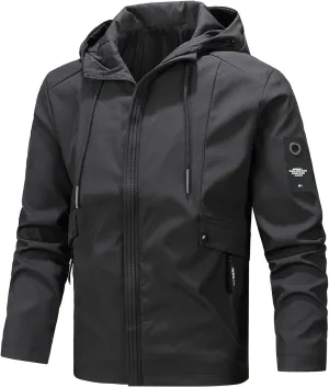 Zipper Jackets Men Men's Waterproof Jacket Fashion Stand Up Collar Classic Zip Front Hoodies Coat Hiking Cycling