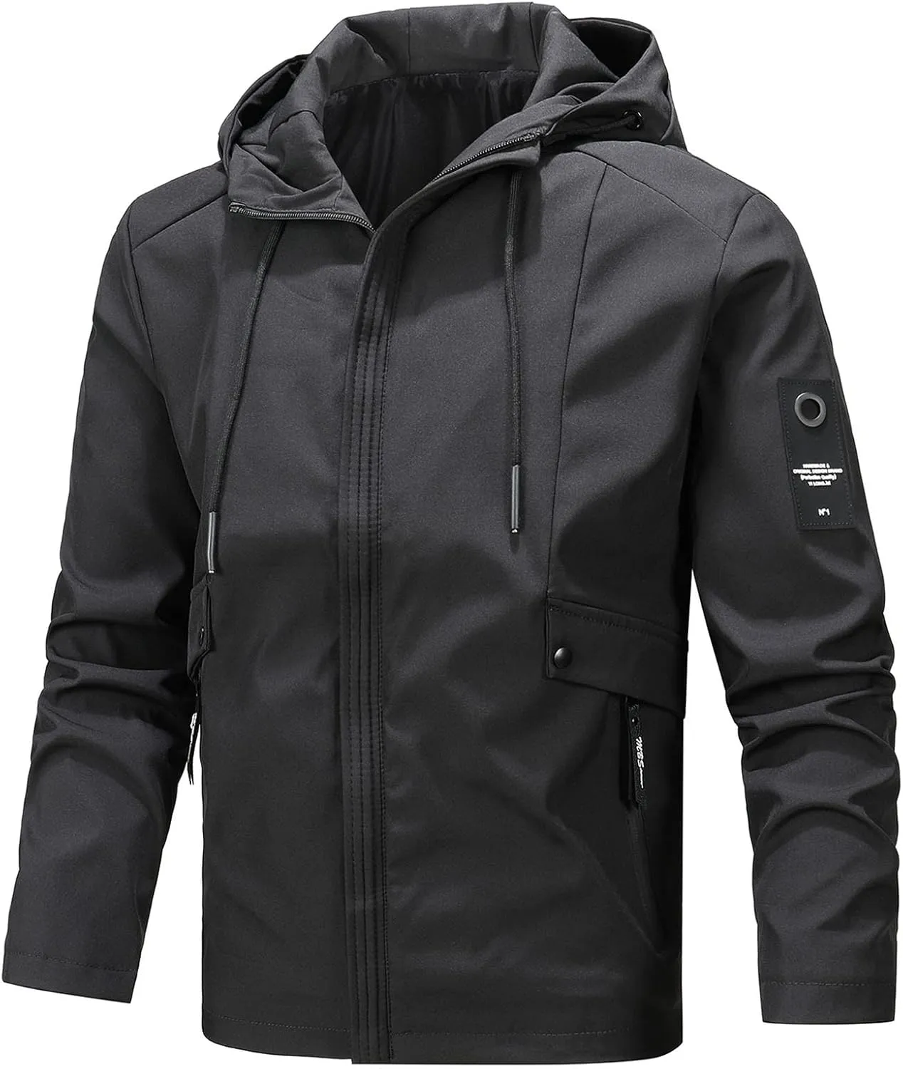 Zipper Jackets Men Men's Waterproof Jacket Fashion Stand Up Collar Classic Zip Front Hoodies Coat Hiking Cycling
